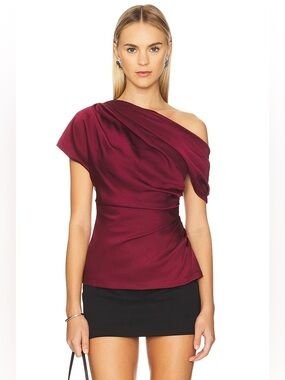 Simkhai Phoebe Draped Top in Cranberry 4
